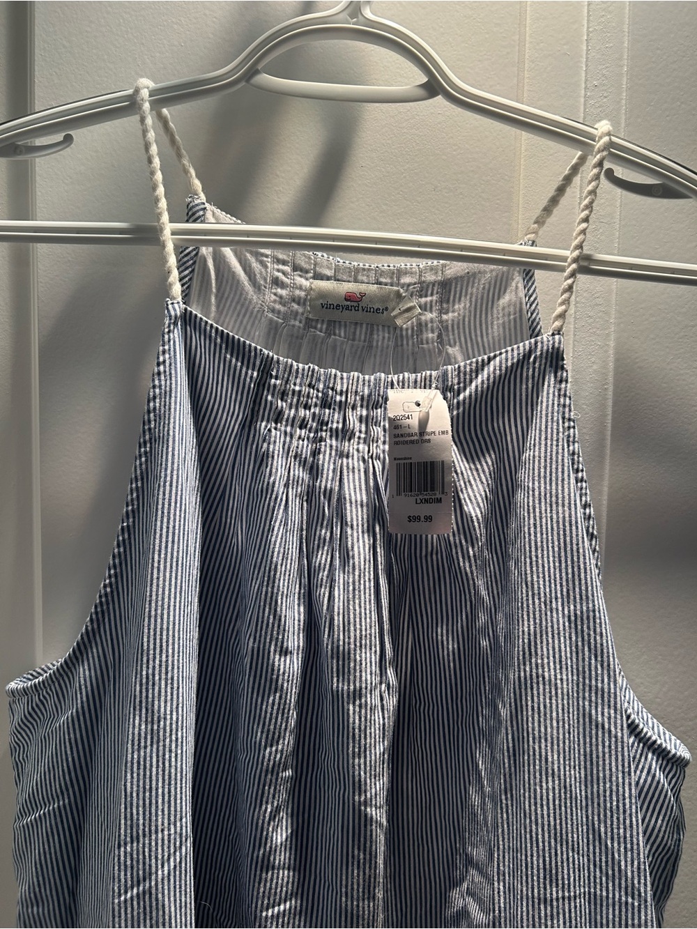 Vineyard Vines Navy & White Seersucker Rope-Strap dress